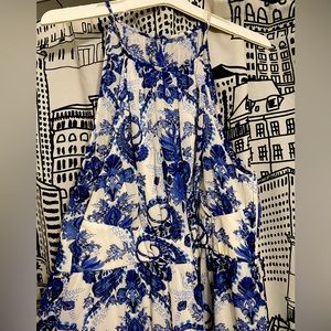Blue + White Floral Maxi Dress